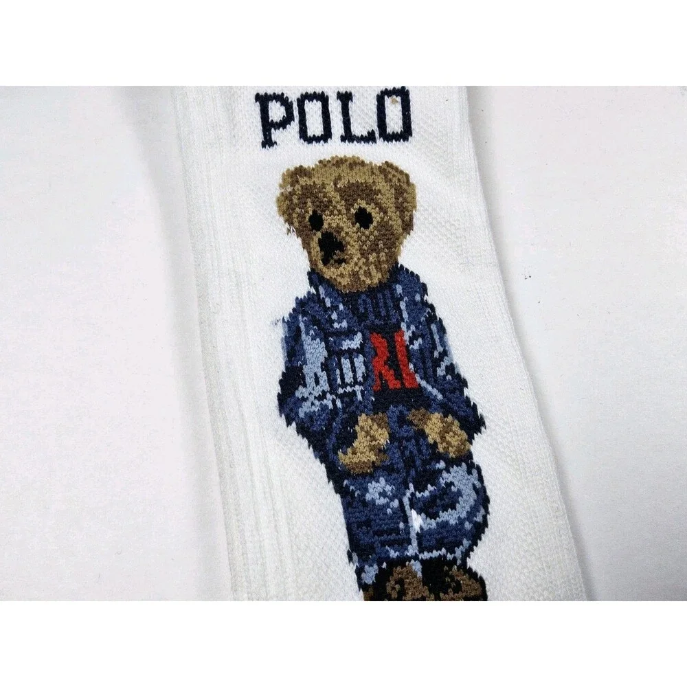 Polo Ralph Lauren Denim Bear Crew Socks Size 13-16 Flawed